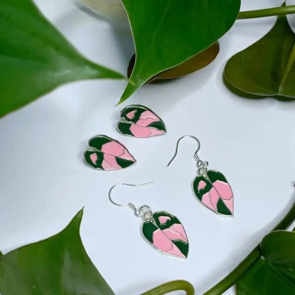 boucles-doreilles-plante-philodendron-pink-princess